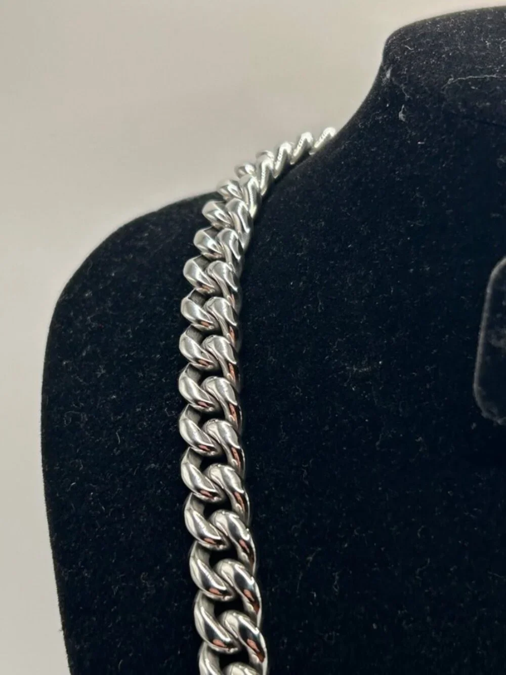 Mens Real Silver Cuban Chain Stainless Steel Plated 10mm 20 Inch Solid Durable